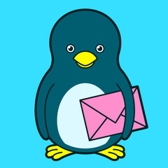 Cute penguin with love letter