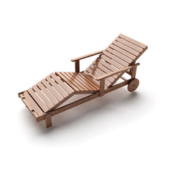 A beach wooden lounger isolated