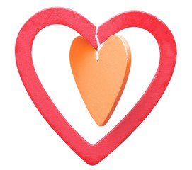 Two wooden hearts (one inside another)