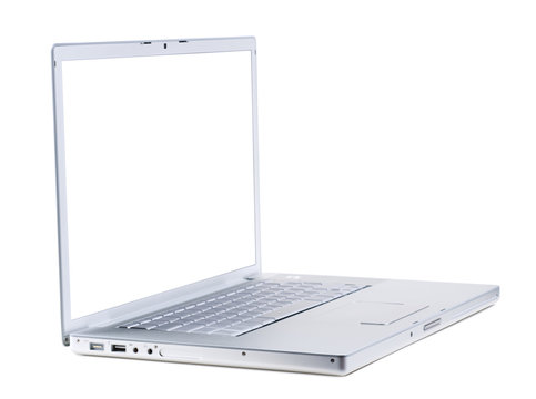 Laptop with blank screen, isolated