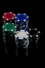 5 piles of poker chips