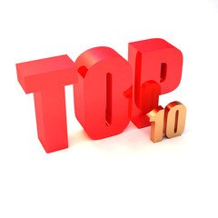 isolated 3d golden text "TOP 10"