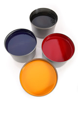 Printing press inks, cyan, magenta, yellow, black