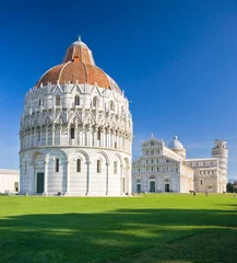 Glasschilderij De scheve toren Pisa, Piazza dei miracoli.