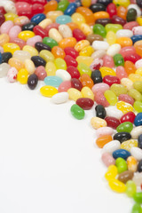 Jellybeans on white background