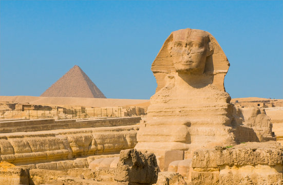 Sphinx and pyramids at Giza, Cairo