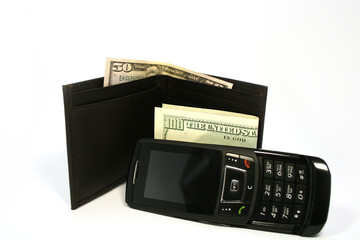 telephone and purse