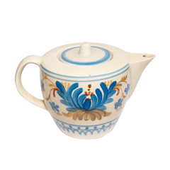 Painted teapot isolated on white.