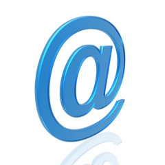 blue e-mail symbol isolated in white background