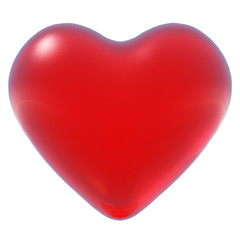 3D red shiny heart isolated on white background