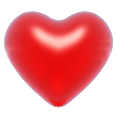 3D red shiny heart isolated on white background
