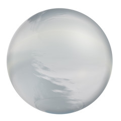 3d grey glass sphere isolated on white background