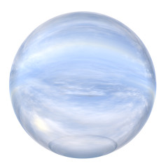 3d blue glass sphere isolated on white background