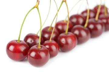 ripe cherries isolated