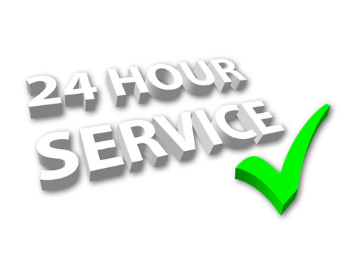 "24 Hour Service" with Green Tick