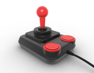 Retro joystick on white. Digitally generated image.
