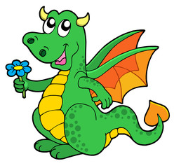 Cute dragon with flower