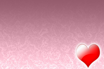 Glowing red heart in the bottom on pink background