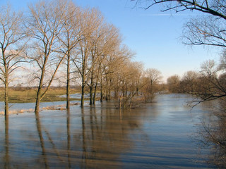 Fototapeta na wymiar Powód¼ na rzece Morawie