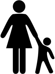 Symbol people mom and toddler hold hands