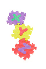 Colorful XYZ puzzle blocks