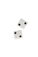 Two dice showing twos isolated on white with clipping path