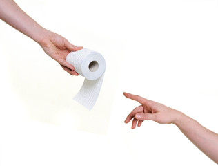 helping hand with toilet paper