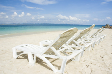 chairs on beach in kapas island,malaysia