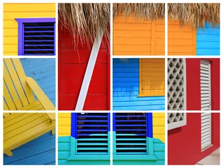 Keuken spatwand met foto Caribbean collage © Barbara Helgason