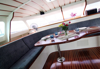 interior of a luxury yacht.