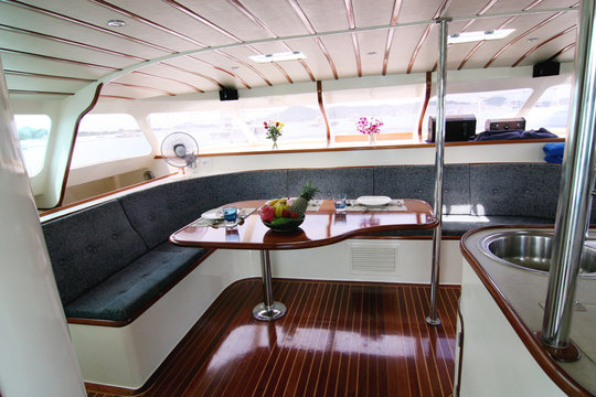 Fototapeta interior of a luxury yacht.