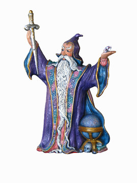 Wizard statue against white background