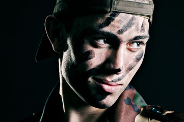 face of young soldier