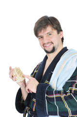 man with bast whisp