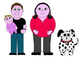 Family Cartoon - Isolated On White