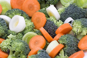 leek, carrots and broccoli