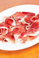 Slices of spanish ham