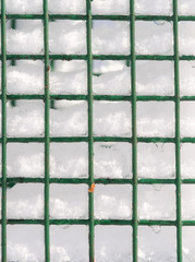 Snow in a suet feeder