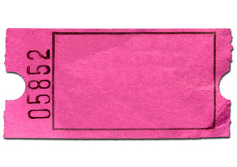 Colorful pink blank isolated admission ticket.