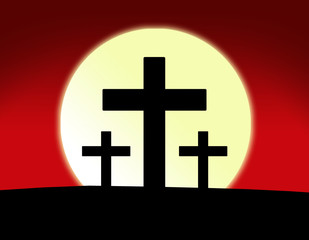 Obraz premium Friedhof bei Vollmond