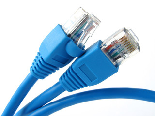 blue network cable with connectors