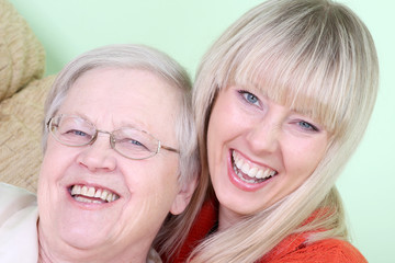 Photo of old lady with young woman