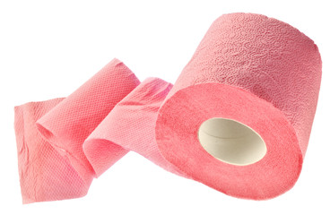 the roll of pink toilet paper
