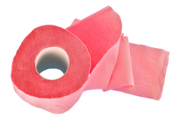 the roll of pink toilet paper