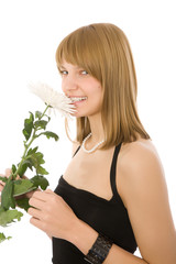 Beautiful girl with white flower
