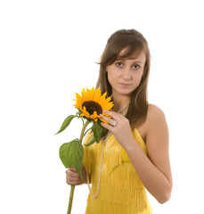 Pretty girl with sunflower