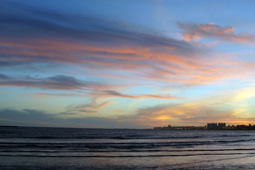 Dusk landscape beach in Montevideo