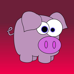 Piggy Cartoon On Pink Background