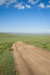 Remote road Mongolia Central Asia