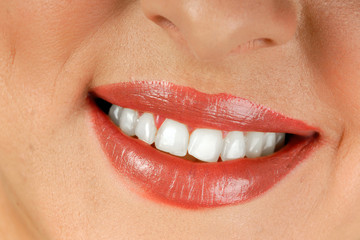Naklejka premium Smiling woman mouth
